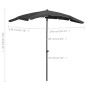 Sonnenschirm mit Mast 200x130 cm Anthrazit Sonnenschirm mit Mast 200x130 cm Anthrazit