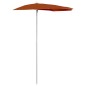Halb-Sonnenschirm mit Mast 180x90 cm Terracotta-Rot Halb-Sonnenschirm mit Mast 180x90 cm Terracotta-Rot