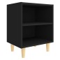 Nachttisch mit Massivholz-Beinen Schwarz 40x30x50 cm Nachttisch mit Massivholz-Beinen Schwarz 40x30x50 cm