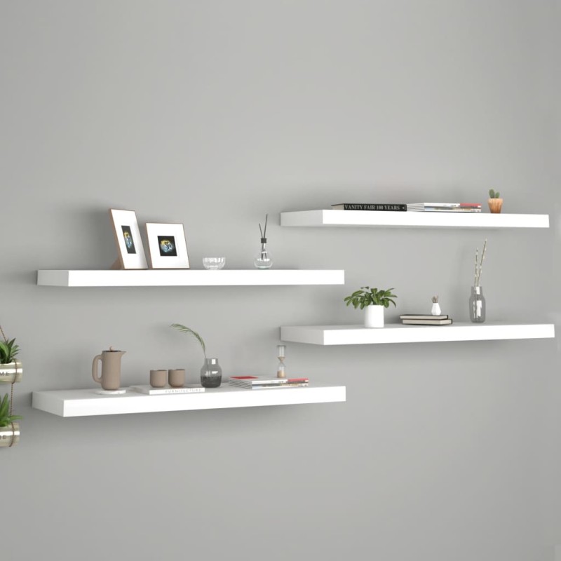 Schwebende Wandregale 4 Stk. Weiß 80x23,5x3,8cm MDF Schwebende Wandregale 4 Stk. Weiß 80x23,5x3,8cm MDF