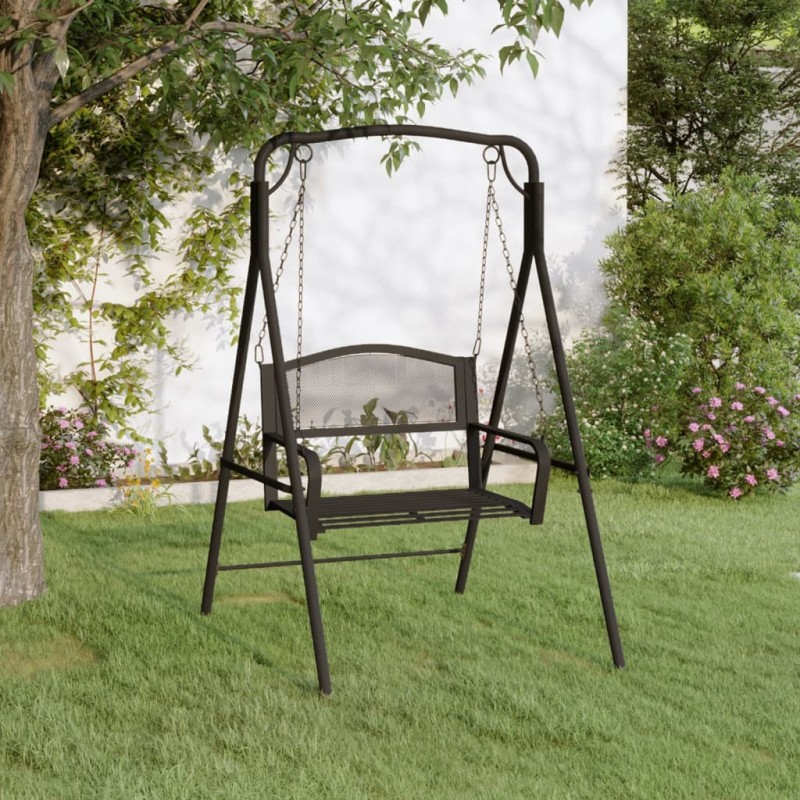 Hollywoodschaukel 124 cm Schwarz Stahl Hollywoodschaukel 124 cm Schwarz Stahl