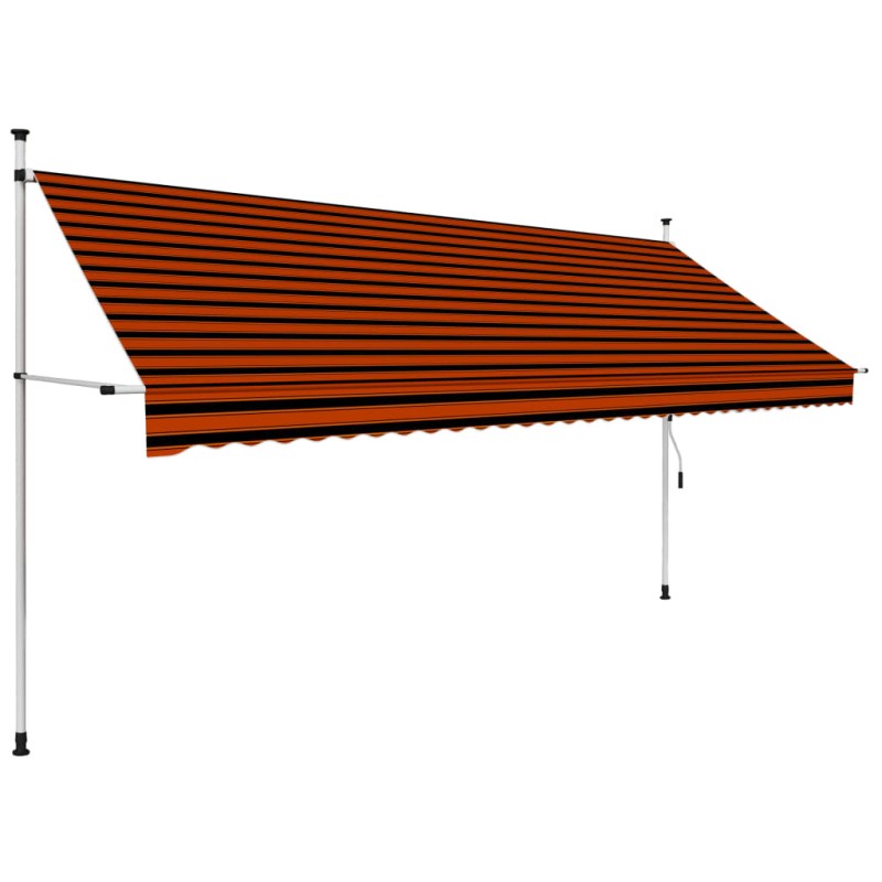 Einziehbare Markise Handbetrieben 350 cm Orange und Braun Einziehbare Markise Handbetrieben 350 cm Orange und Braun
