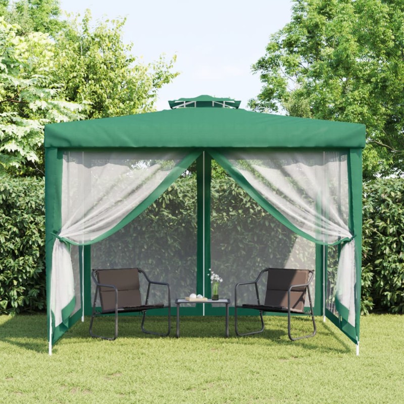 Pavillon mit Doppeldach Grün 3x3x2,68 m Stoff Pavillon mit Doppeldach Grün 3x3x2,68 m Stoff