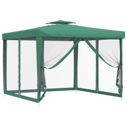 Pavillon mit Doppeldach Grün 3x3x2,68 m Stoff