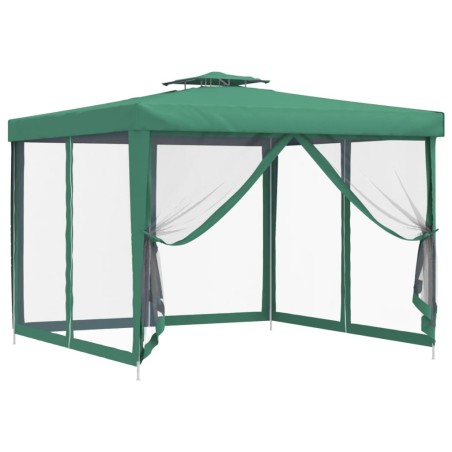 Pavillon mit Doppeldach Grün 3x3x2,68 m Stoff