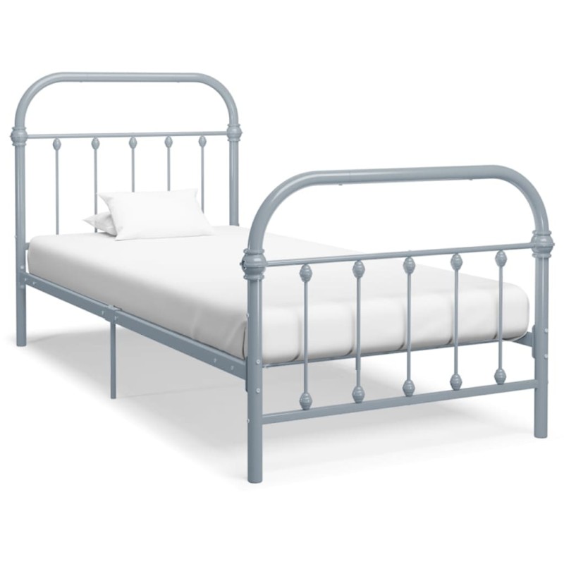 vidaXL Bettgestell Grau Metall 90×200 cm vidaXL Bettgestell Grau Metall 90×200 cm