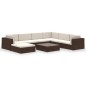 8-tlg. Garten-Lounge-Set mit Auflagen Poly Rattan Braun 8-tlg. Garten-Lounge-Set mit Auflagen Poly Rattan Braun