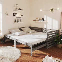 vidaXL Tagesbett Ausziehbar Grau Kiefer Massivholz 2x(90x200) cm  