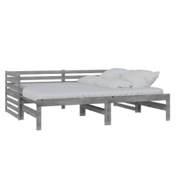 vidaXL Tagesbett Ausziehbar Grau Kiefer Massivholz 2x(90x200) cm  