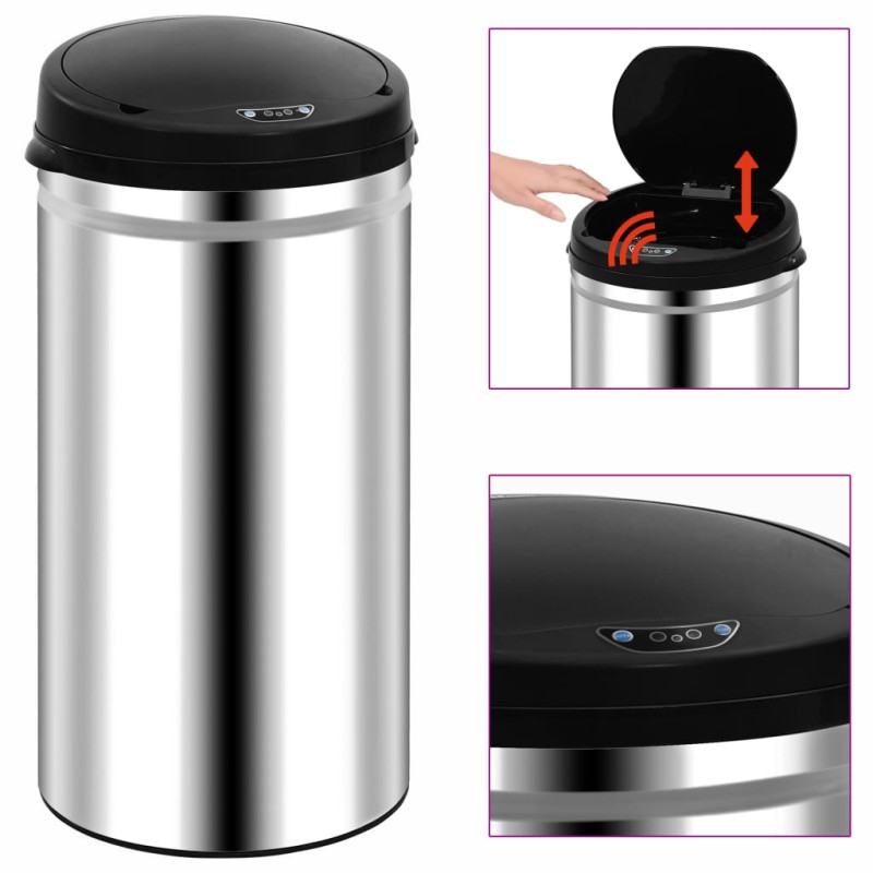 vidaXL Automatischer Sensor-Mülleimer 50 L Edelstahl vidaXL Automatischer Sensor-Mülleimer 50 L Edelstahl