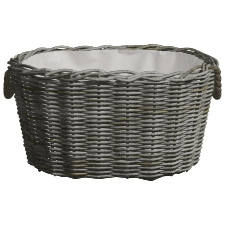 Holzkorb mit Tragegriffen 60x40x28 cm Grau Weide