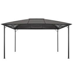 Gartenpavillon mit Dach Aluminium 4×3×2,6 m Schwarz