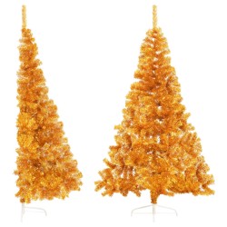 Künstlicher Halb-Weihnachtsbaum mit Ständer Gold 210 cm PVC