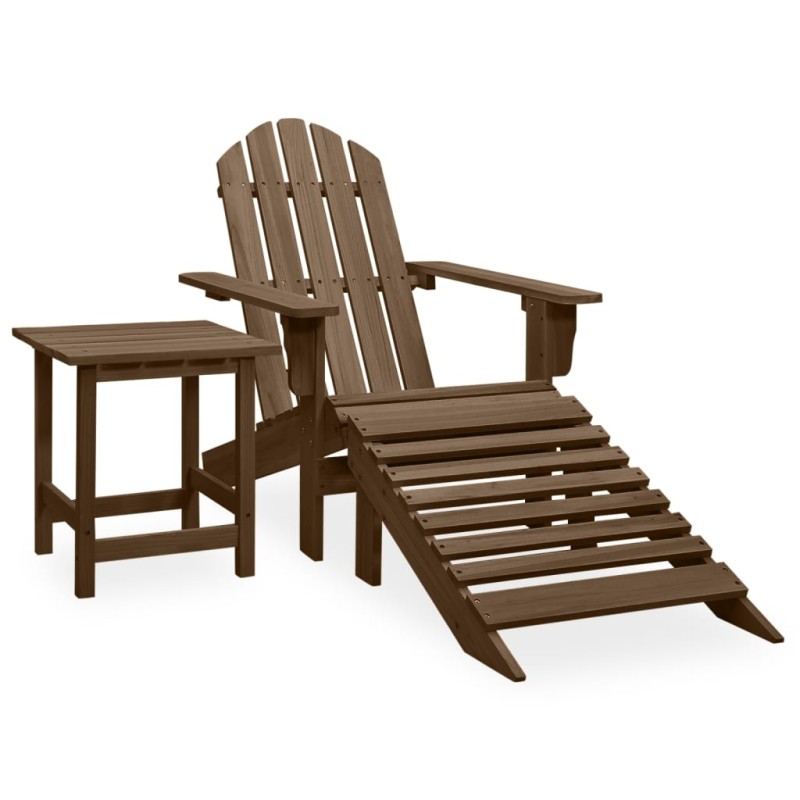Adirondack-Gartenstuhl mit Fußstütze & Tisch Tannenholz Braun Adirondack-Gartenstuhl mit Fußstütze & Tisch Tannenholz Braun