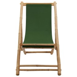 Liegestuhl Bambus und Canvas Grün