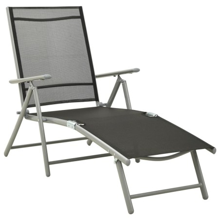 Klappbare Sonnenliege Textilene und Aluminium Schwarz Silbern
