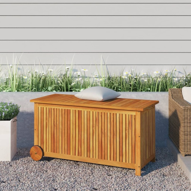 Gartentruhe mit Rollen 113x50x58 cm Massivholz Akazie Gartentruhe mit Rollen 113x50x58 cm Massivholz Akazie