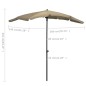 vidaXL Sonnenschirm mit Mast 200x130 cm Taupe vidaXL Sonnenschirm mit Mast 200x130 cm Taupe