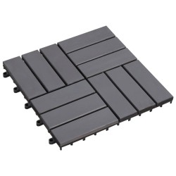 vidaXL Terrassenfliesen 10 Stk. Grau 30×30 cm Massivholz Akazie