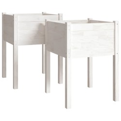 vidaXL Pflanzkübel 2 Stk. Weiß 50x50x70 cm Massivholz Kiefer