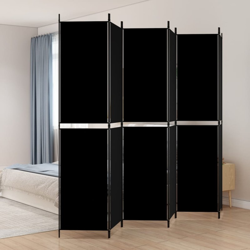 6-tlg. Paravent Schwarz 300x220 cm Stoff 6-tlg. Paravent Schwarz 300x220 cm Stoff