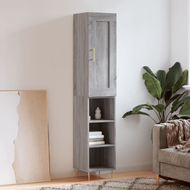 Highboard Grau Sonoma 34,5x34x180 cm Holzwerkstoff Highboard Grau Sonoma 34,5x34x180 cm Holzwerkstoff