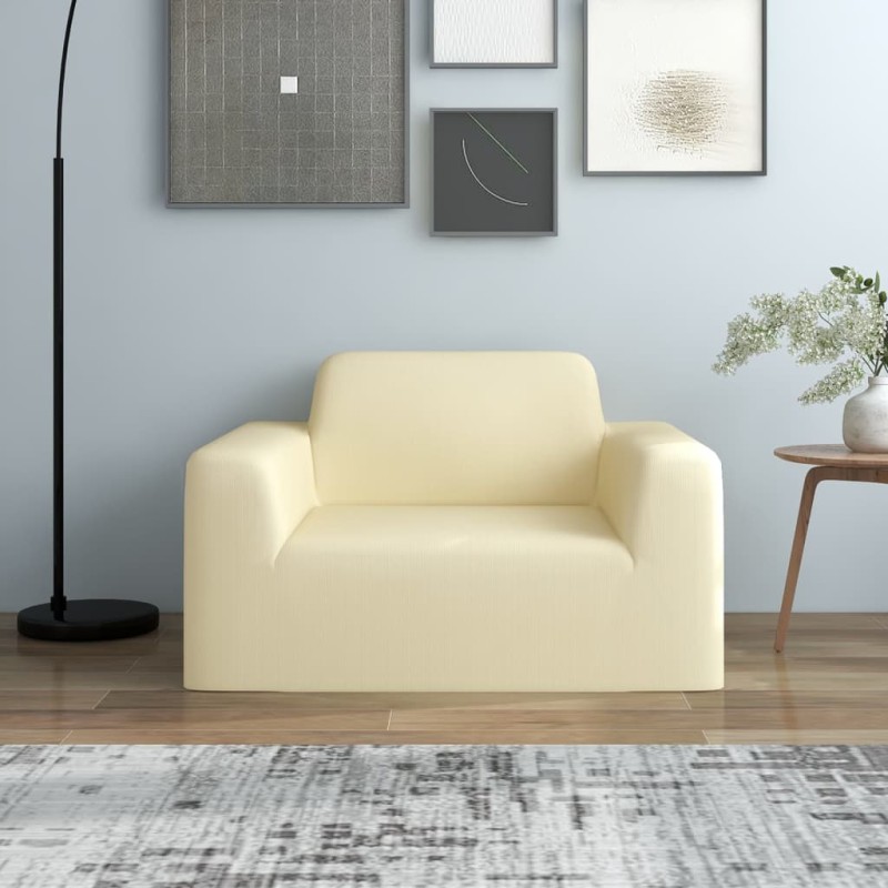 Stretch-Sofahusse Creme Polyester-Jersey Stretch-Sofahusse Creme Polyester-Jersey