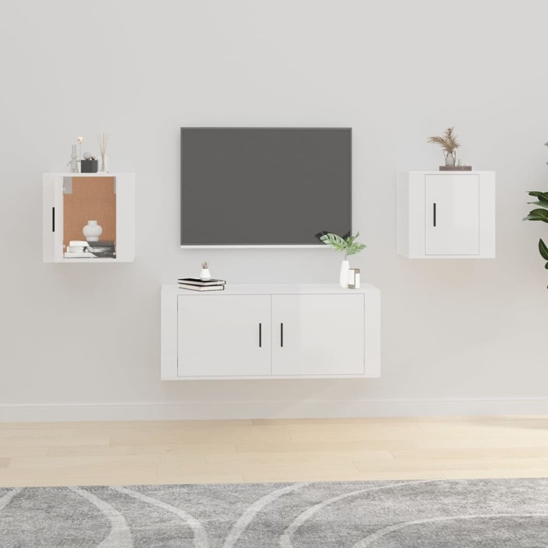 TV-Wandschränke 2 Stk. Hochglanz-Weiß 40x34,5x40 cm TV-Wandschränke 2 Stk. Hochglanz-Weiß 40x34,5x40 cm
