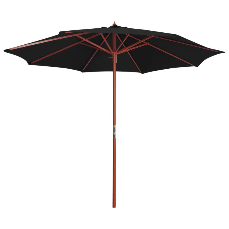 Sonnenschirm mit Holz-Mast 300 x 258 cm Schwarz Sonnenschirm mit Holz-Mast 300 x 258 cm Schwarz