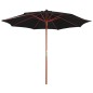 Sonnenschirm mit Holz-Mast 300 x 258 cm Schwarz Sonnenschirm mit Holz-Mast 300 x 258 cm Schwarz