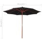 Sonnenschirm mit Holz-Mast 300 x 258 cm Schwarz Sonnenschirm mit Holz-Mast 300 x 258 cm Schwarz