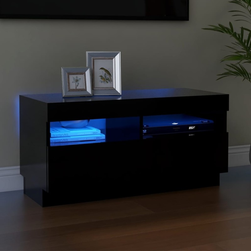 vidaXL TV-Schrank mit LED-Leuchten Schwarz 80x35x40 cm vidaXL TV-Schrank mit LED-Leuchten Schwarz 80x35x40 cm