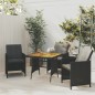 Gartentisch Schwarz 70x70x72 cm Poly Rattan & Massivholz Akazie Gartentisch Schwarz 70x70x72 cm Poly Rattan & Massivholz Akazie