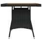 Gartentisch Schwarz 70x70x72 cm Poly Rattan & Massivholz Akazie Gartentisch Schwarz 70x70x72 cm Poly Rattan & Massivholz Akazie