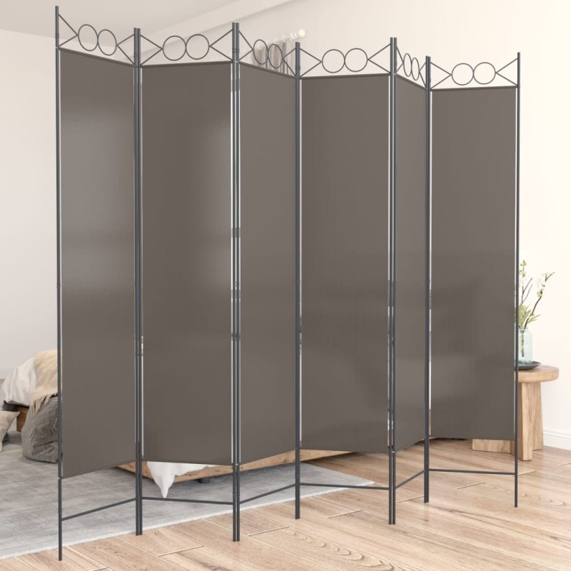 vidaXL 6-tlg. Paravent Anthrazit 240x200 cm Stoff vidaXL 6-tlg. Paravent Anthrazit 240x200 cm Stoff
