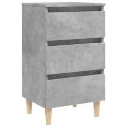 Nachttisch mit Massivholz-Beinen Betongrau 40x35x69 cm