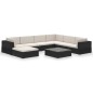 8-tlg. Garten-Lounge-Set mit Auflagen Poly Rattan Schwarz 8-tlg. Garten-Lounge-Set mit Auflagen Poly Rattan Schwarz