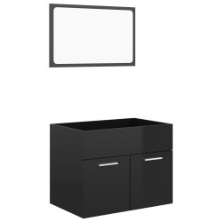 vidaXL 2-tlg. Badmöbel-Set Hochglanz-Schwarz Holzwerkstoff