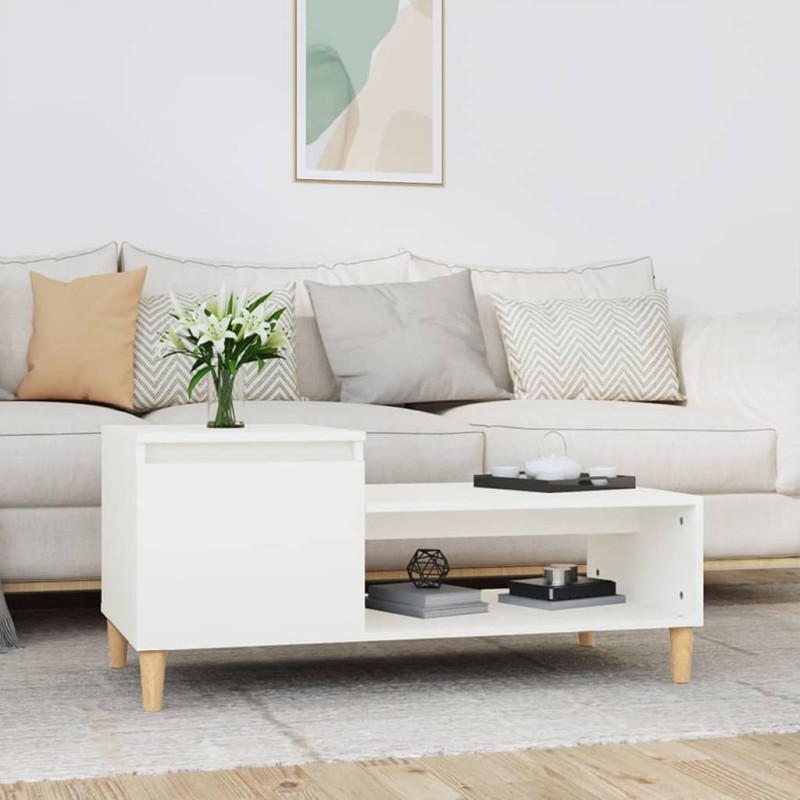 Couchtisch Weiß 100x50x45 cm Holzwerkstoff Couchtisch Weiß 100x50x45 cm Holzwerkstoff