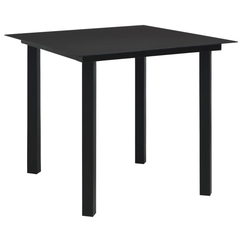 Garten-Esstisch Schwarz 80x80x74 cm Stahl und Glas Garten-Esstisch Schwarz 80x80x74 cm Stahl und Glas
