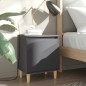 Nachttisch mit Massivholz-Beinen Grau 40x30x50 cm Nachttisch mit Massivholz-Beinen Grau 40x30x50 cm