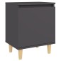 Nachttisch mit Massivholz-Beinen Grau 40x30x50 cm Nachttisch mit Massivholz-Beinen Grau 40x30x50 cm
