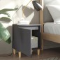 Nachttisch mit Massivholz-Beinen Grau 40x30x50 cm Nachttisch mit Massivholz-Beinen Grau 40x30x50 cm