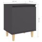 Nachttisch mit Massivholz-Beinen Grau 40x30x50 cm Nachttisch mit Massivholz-Beinen Grau 40x30x50 cm
