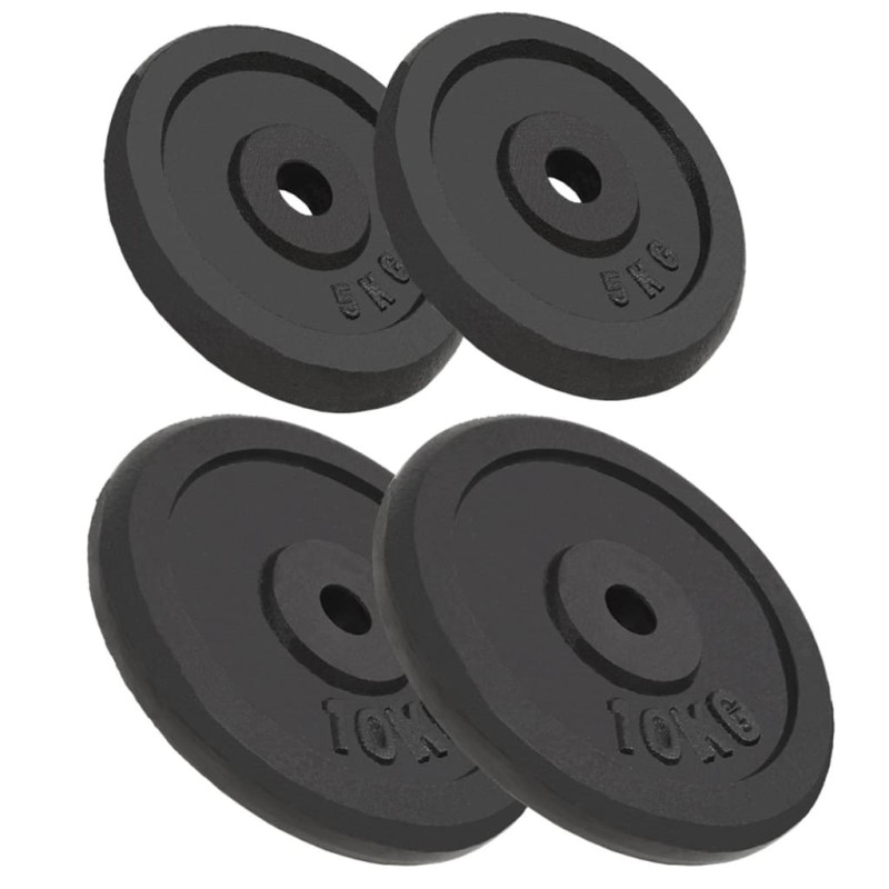 Hantelscheiben 4 Stk. 2x10 kg+2x5 kg Gusseisen Hantelscheiben 4 Stk. 2x10 kg+2x5 kg Gusseisen