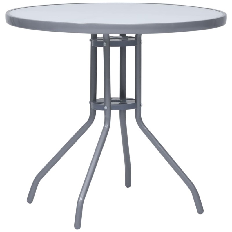 Gartentisch Hellgrau 80 cm Stahl und Glas Gartentisch Hellgrau 80 cm Stahl und Glas