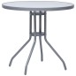 Gartentisch Hellgrau 80 cm Stahl und Glas Gartentisch Hellgrau 80 cm Stahl und Glas