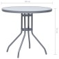 Gartentisch Hellgrau 80 cm Stahl und Glas Gartentisch Hellgrau 80 cm Stahl und Glas