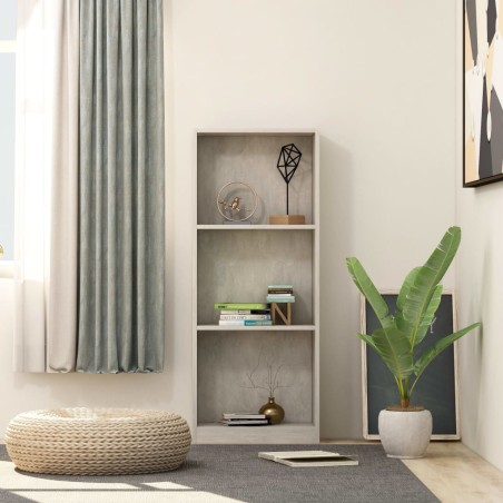 vidaXL Bücherregal 3 Fächer Betongrau 40x24x109 cm Holzwerkstoff