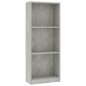 vidaXL Bücherregal 3 Fächer Betongrau 40x24x109 cm Holzwerkstoff vidaXL Bücherregal 3 Fächer Betongrau 40x24x109 cm Holzwerkstoff
